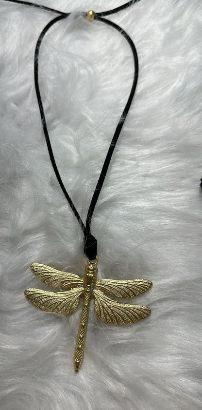 Dragonfly Suede Cord Necklace