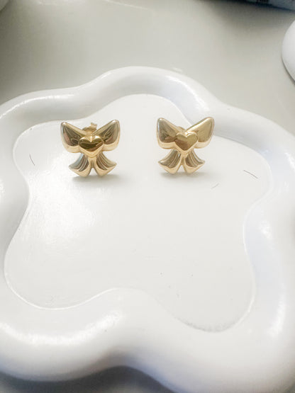 Simple Style Heart Bow Knot Earrings